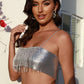 Nanyi Fashion thin strap diamond chain tassel super short top PO-V005
